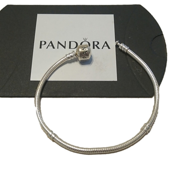 Pandora Snake Chain Bracelet with Barrel Clasp 925 ALE, 7.9" - Picture 1 of 4